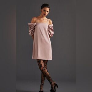 Anthropologie Sundays in Brooklyn medium Elegant Off-Shoulder Pink mini Dress